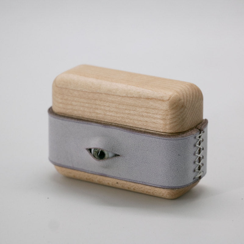 Handmade Purple Leather Wood AirPods 1,2 Case with Eye Custom Leather AirPods 1,2 Case Airpod Case Cover - iwalletsmen