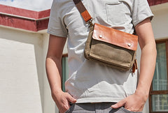 Canvas Leather Mens Belt Pouch Waist Bag Fanny Pack Small Side Bag for Men - iwalletsmen
