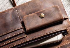 Vintage Leather Long Wallets for men Bifold Men Long Wallet - iwalletsmen