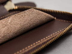 Coffee Leather Mens Zipper Travel Wallet Passport Wallet Clutch Wallets for Men - iwalletsmen