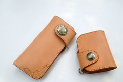 Handmade Leather Biker Wallet Mens Cool billfold Chain Wallet Trucker Wallet with Chain