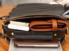Cool Coffee Small Leather Mens Side Bag Messenger Bag Shoulder Bag for Men - iwalletsmen