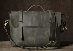 Handmade Leather Mens Cool Messenger Bag Briefcase Work Bag Business Bag Laptop Bag for men