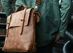 Vintage Mens Leather Briefcase Handbag Shoulder Bag Backpack for men - iwalletsmen