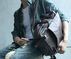 Cool Coffee Mens Leather Backpack Travel Backpacks Laptop Backpack for men - iwalletsmen