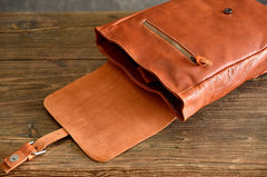 Handmade Leather Mens Women Cool Backpack Sling Bag Large Brown Travel Bag Hiking Bag for men