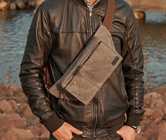 Canvas Mens Fanny Pack Canvas Waist Bag Small Canvas Chest Bag for Men - iwalletsmen