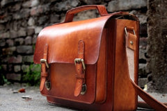 Handmade Leather Cool Mens Brown Briefcase Messenger Bag School Bag for men - iwalletsmen