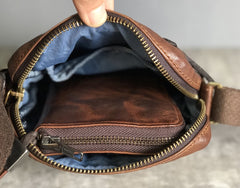 Genuine Leather Mens Cool Chest Bag Sling Bag Crossbody Bag Travel Bag Hiking Bag for men