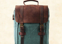 Cool Mens Canvas Leather Travel Backpack Canvas Backpack Canvas School Bag for Men - iwalletsmen