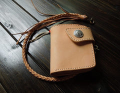 Handmade Leather Biker Wallet Mens Cool billfold Chain Wallet Trucker Wallet with Chain