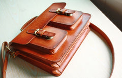 Cool Handmade Leather Mens Messenger Bag Briefcase School Bag for men - iwalletsmen