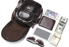 Cool Coffee Small Mens Leather Side Bag Messenger Bag Shoulder Bag for Men - iwalletsmen