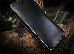 Handmade Leather Mens Chain Biker Wallet Cool Leather Wallet Long Clutch Wallets for Men