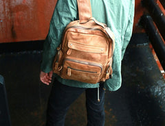 Cool Brown Mens Leather Backpack Travel Backpacks School Backpacks for men - iwalletsmen