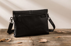 Small Leather Black Mens Cool Messenger Bags Shoulder Bags  for Men - iwalletsmen