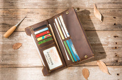 Vintage Cool Mens long Wallet Leather Wallet Long Wallet for Men - iwalletsmen