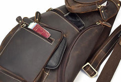 Cool Leather Chest Bag Sling CrossBody Bag Sling Travel Bag Sling Hiking Bag For Men - iwalletsmen