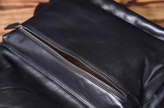 Genuine Leather Mens Cool Backpack Sling Bag Large Black Travel Bag Hiking Bag for men