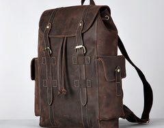 Handmade Leather Mens Cool Backpack Sling Bag Large Travel Bag Hiking Bag for Men