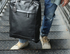 Black Leather Mens Backpack Travel Backpack Laptop Backpack for men - iwalletsmen