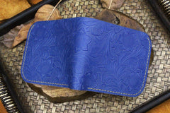 Handmade Leather Floral Mens Cool Slim Leather Wallet Men billfold Wallets Bifold for Men