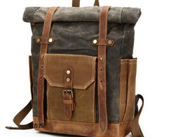 Waxed Canvas Leather Mens Travel Backpacks Canvas Backpack Canvas School Backpack for Men - iwalletsmen
