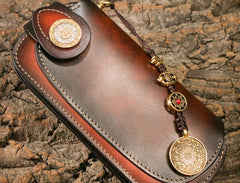 Handmade Leather Mens Cool Long World of Warcraft Leather Chain Wallet Cards Biker Trucker Wallet - iwalletsmen