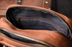 Genuine Leather Mens Cool Shoulder Bag Messenger Bag Chest Bag Bike Bag Cycling Bag for men