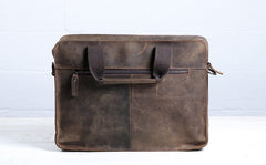 Vintage Coffee Leather Mens Briefcases Work Bag Laptop Bag Business Bag for Men - iwalletsmen