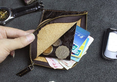 Handmade Leather Floral Mens Front Pocket Wallet Cool Slim Leather Wallet Men billfold Wallets Bifold for Men