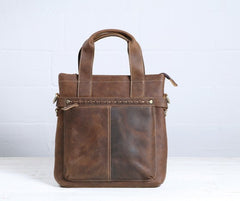 Cool Coffee Leather Mens Briefcases Work Bag Laptop Bag Business Bag for Men - iwalletsmen