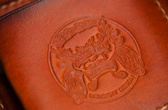 Handmade Leather Tibetan Tooled Mens billfold Wallet Cool Chain Wallet Biker Wallet for Men