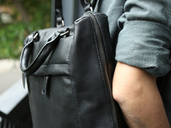 Black Leather Mens Backpack Travel Backpack Laptop Backpack for men - iwalletsmen