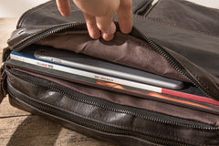 Cool Black Leather Mens Messenger Bag Vintage Shoulder Bag for Men - iwalletsmen