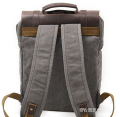 Cool Canvas Leather Mens Laptop Backpack Canvas Travel Backpack Canvas School Backpack for Men - iwalletsmen