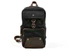 Cool Waxed Canvas Leather Mens Chest Bag Sling Bag One Shoulder Packs for men - iwalletsmen