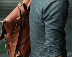 Leather Brown Mens Backpack Cool Travel Backpacks Laptop Backpack for men - iwalletsmen