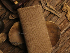 Handmade Leather Mens Cool Travel Long Wallet Card Holder Card Slim Clutch Wallets for Men