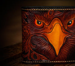Handmade Leather Eagle Tooled Mens billfold Wallet Cool Leather Wallet Slim Wallet for Men