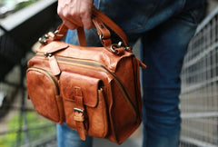Vintage Brown Leather Mens Messenger Bag Handbag Shoulder Bag for men - iwalletsmen