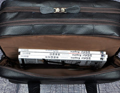 Black Leather Mens Large Briefcase Travel Bag Business Bag Work Bag for Men - iwalletsmen