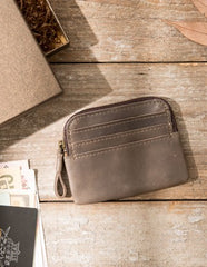 Leather Mens Coin Holders Slim Front Pocket Wallet Change Wallet for Men - iwalletsmen