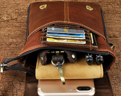 Mens Leather Small Side Bag COURIER BAGs Waist Pouch Holster Belt Case Belt Pouch for Men - iwalletsmen