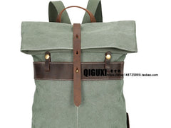 Cool Waxed Canvas Gray Leather Mens Backpack Canvas Travel Backpack Canvas School Backpack for Men - iwalletsmen