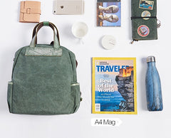 Canvas Green Mens Cool Backpack Canvas Travel Bag Canvas Handbag for Men - iwalletsmen