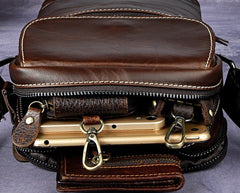 Cool Small Coffee Leather Mens Side Bag Messenger Bag Shoulder Bag for Men - iwalletsmen