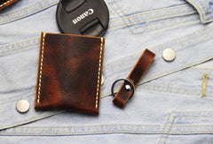 Leather Mens Slim Front Pocket Wallets Coffee Leather Cards Wallet for Men - iwalletsmen