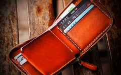 Handmade Leather Tibetan Tooled Mens billfold Wallet Cool Chain Wallet Biker Wallet for Men