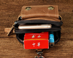 Leather Mens WAIST POUCH with Belt Loop Cell Phone Holster Belt Pouch for Men - iwalletsmen